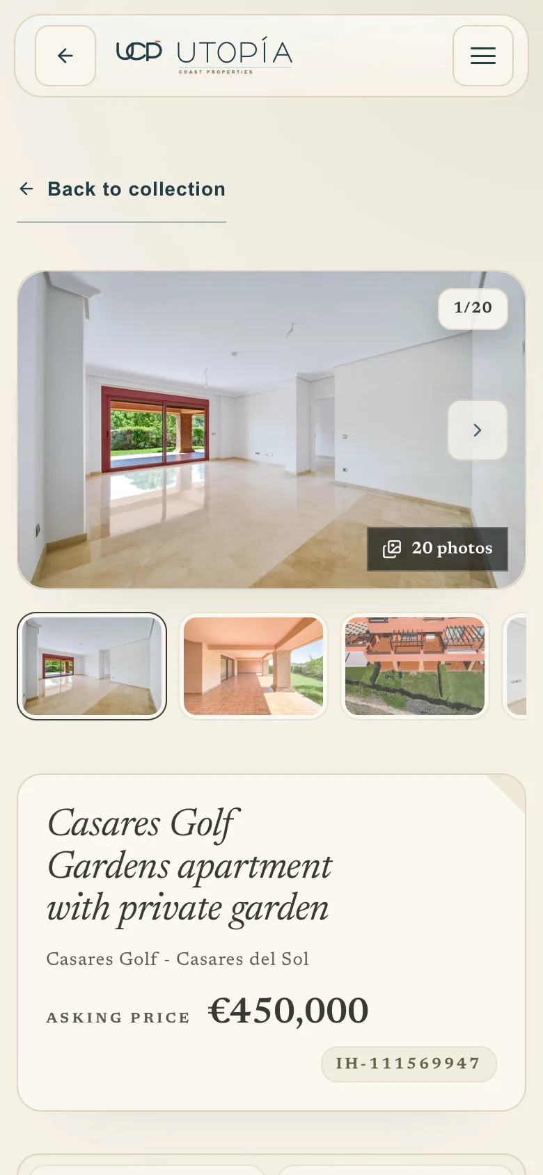 The same listing on a phone.
